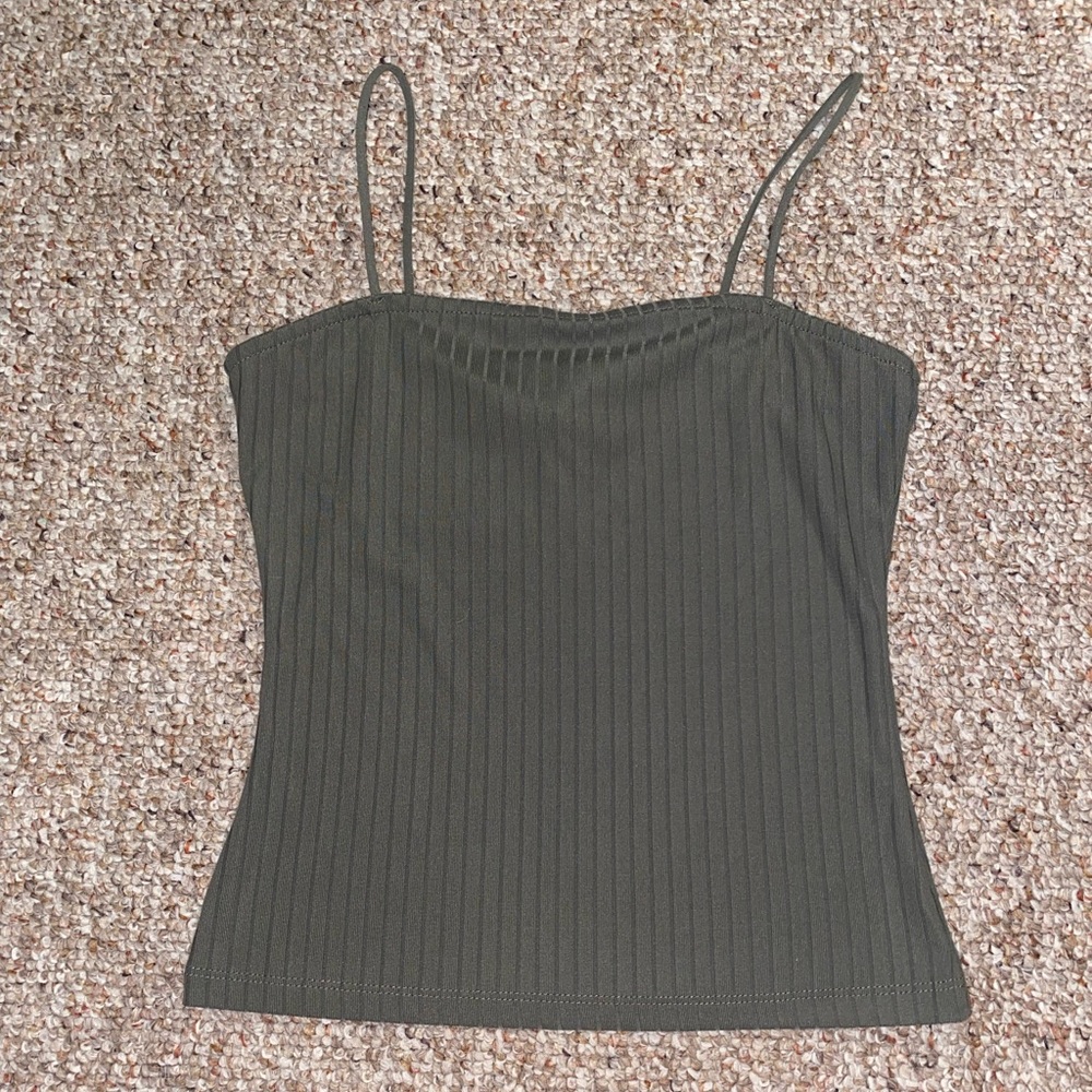 Rue21 Olive Green Striped Tank Top